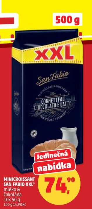 MINICROISSANT SAN FABIO XXL, mléko & čokoláda, 10x 50 g 