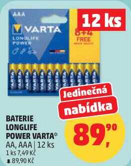 BATERIE LONGLIFE POWER VARTA AA, AAA, 12 ks  