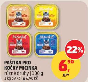 PAŠTIKA PRO KOČKY MICINKA různé druhy, 100 g  