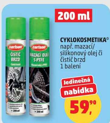 CYKLOKOSMETIKA např. mazací/ silikonový olej či čistič brzd, 1 balení 