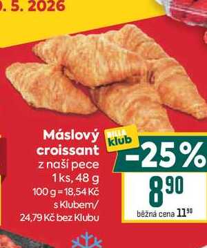 Máslový croissant z naší pece 1ks, 48 g