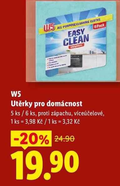 W5 Utěrky pro domácnost, 5 ks/6 ks  