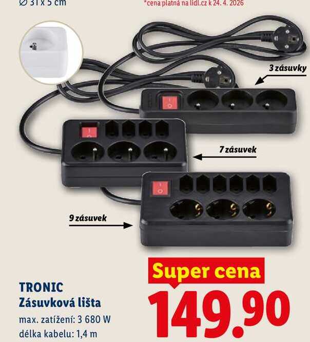 TRONIC Zásuvková lišta  