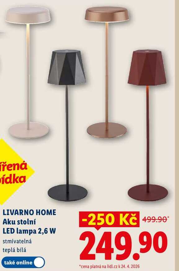 HOME Aku stolní LED lampa 2,6 W  