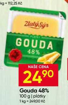 Zlatý sýr Gouda 48% 100 g plátky