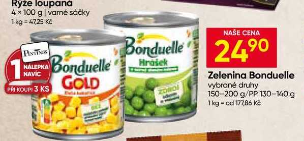 Zelenina Bonduelle vybrané druhy 150-200 g/PP 130-140 g