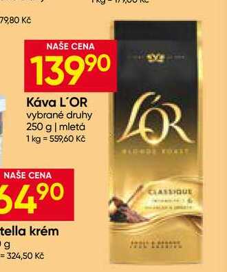 Káva L'OR vybrané druhy 250 g mletá