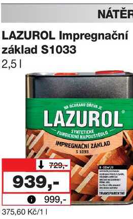 LAZUROL Impregnační základ S1033 2,5l