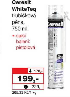 Ceresit WhiteTeq trubičková pěna, Ceresit 750 ml