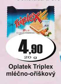 Oplatek Triplex mléčno-oříškový 20 g v akci