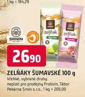 ZELŇÁKY ŠUMAVSKÉ 100 g křehké, vybrané druhy 