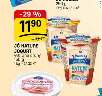 JČ NATURE JOGURT vybrané druhy 150 g