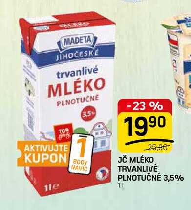 JČ MLÉKO TRVANLIVÉ PLNOTUČNÉ 3,5% 1l