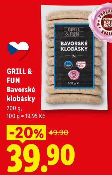 GRILL & FUN Bavorské klobásky, 200 g