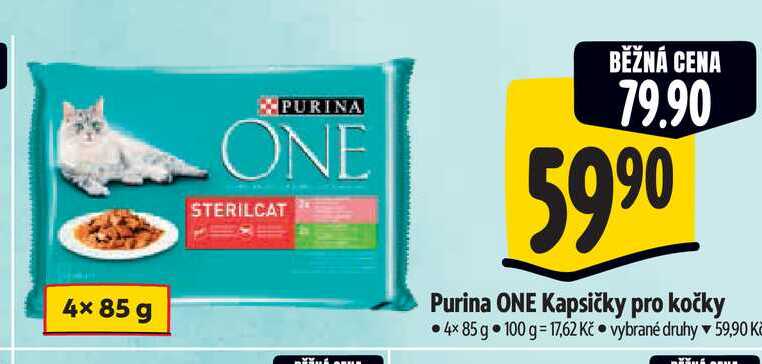  Purina ONE Kapsičky pro kočky 4x85 g  