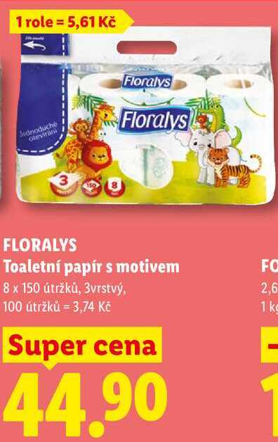 FLORALYS Toaletní papír s motivem, 8x 150 útržků