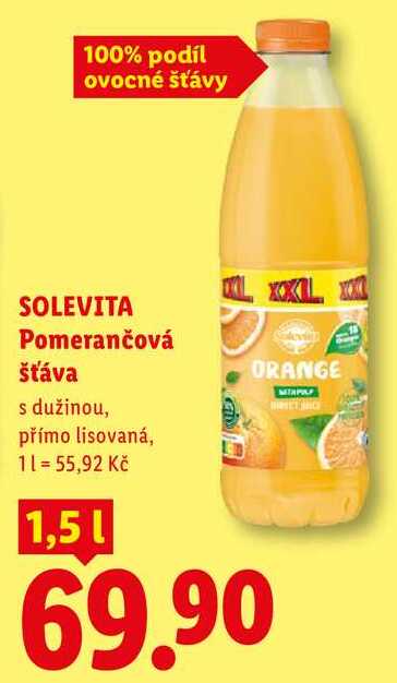 SOLEVITA Pomerančová šťáva, 1,5 l