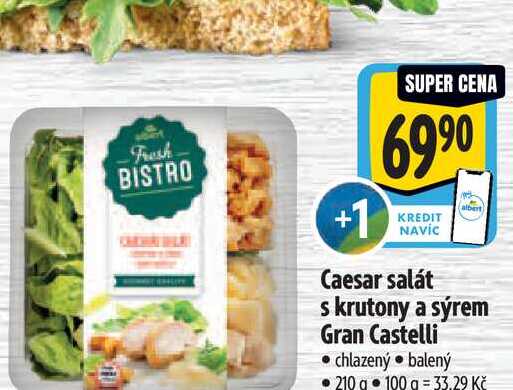  Caesar salát  s krutony a sýrem Gran Castelli  210 g