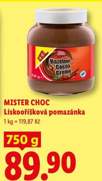 MISTER CHOC Lískooříšková pomazánka, 750 g