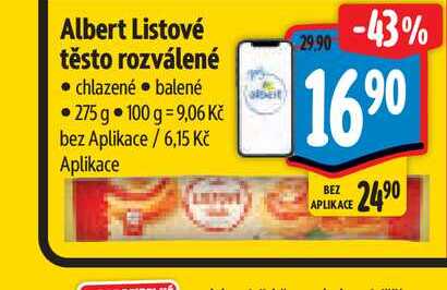 Albert Listové těsto rozválené  275 g