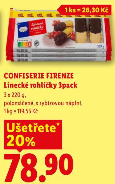 CONFISERIE FIRENZE Linecké rohlíčky 3pack, 3x 220 g