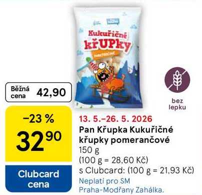 Pan Křupka Kukuřičné křupky pomerančové, 150 g
