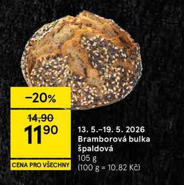 Bramborová bulka špaldová, 105 g 