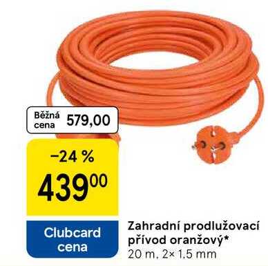 Zahradní prodlužovací přívod oranžový, 20 m. 2x 1.5 mm 