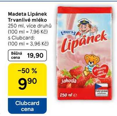 Madeta Lipánek Trvanlivé mléko, 250 ml, více druhů 