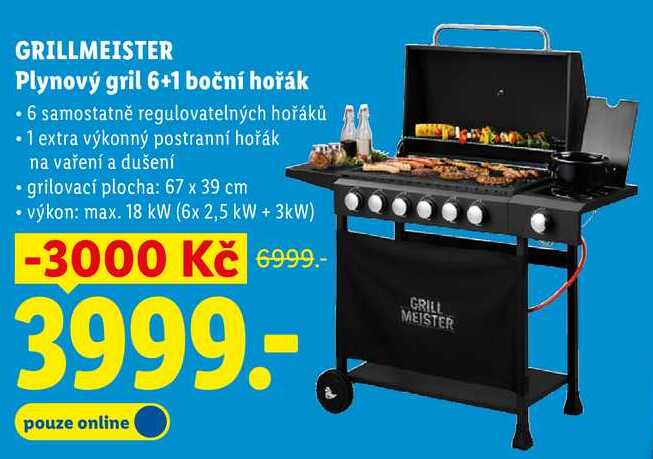 GRILLMEISTER Plynový gril 6+1 boční hořák