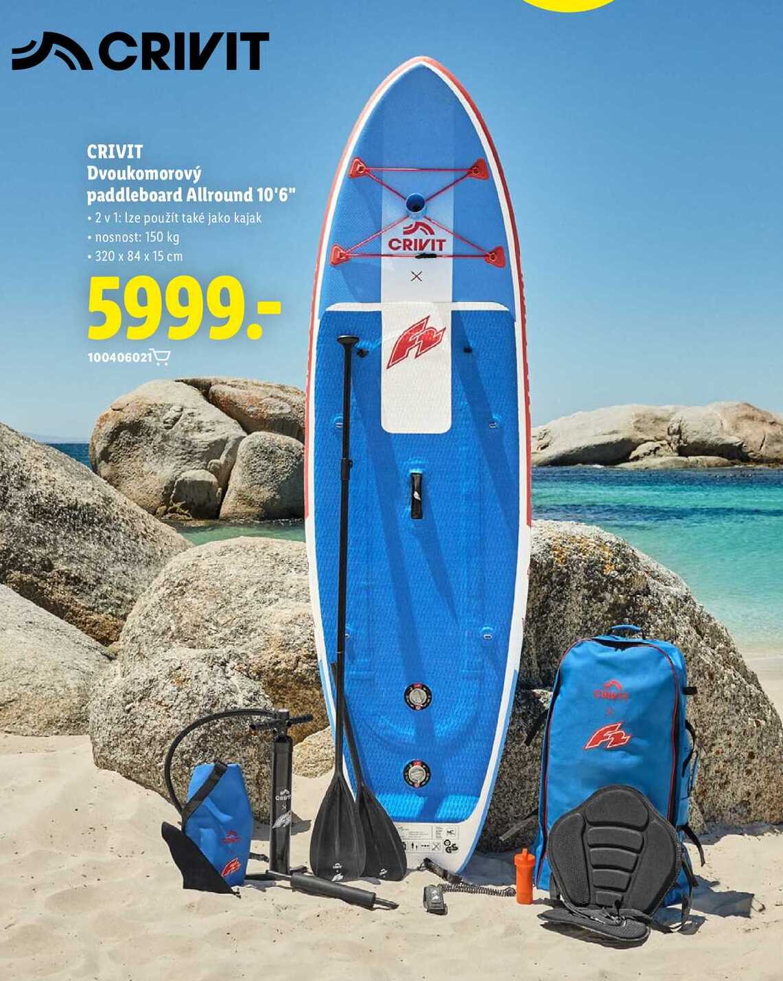 CRIVIT Dvoukomorový paddleboard Allround 10'6" 