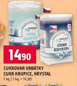CUKROVAR VRBÁTKY CUKR KRUPICE, KRYSTAL 1 kg