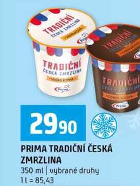 PRIMA TRADIČNÍ ČESKÁ ZMRZLINA 350 ml vybrané druhy