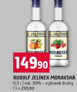 RUDOLF JELÍNEK MORAVSKÁ 0,5l vol. 30% vybrané druhy 