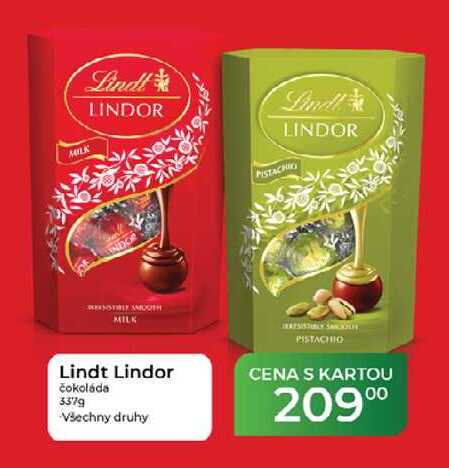 Lindt Lindor Mléčná čokoláda s jemnou krémovou náplní 38g, 