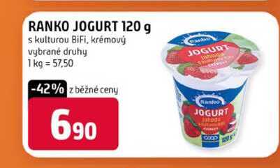 RANKO JOGURT 120 g s kulturou BiFi, krémový vybrané druhy 