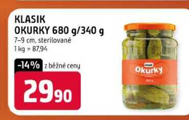 KLASIK OKURKY 680 g/340 g 7-9 cm, sterilované