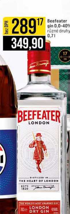 Beefeater gin 0,0-40% různé druhy 0,7l