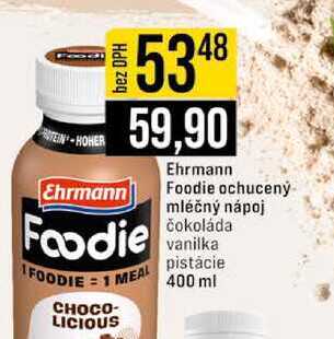 Ehrmann Foodie ochucený mléčný nápoj čokoláda vanilka pistácie 400ml