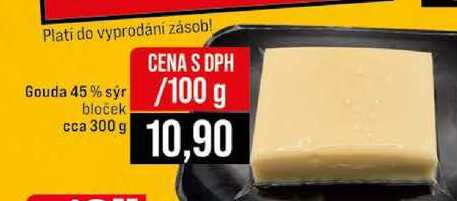 Gouda 45% syr bloček cca 300 g 100g
