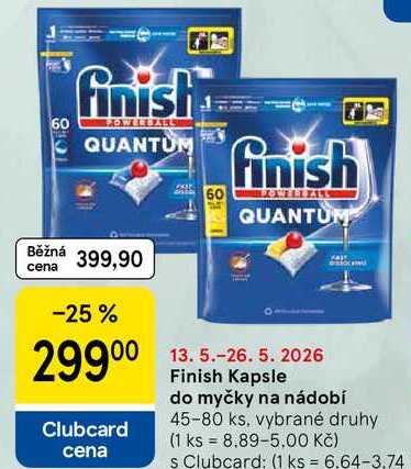 Finish Kapsle do myčky na nádobí, 45-80 ks, vybrané druhy  