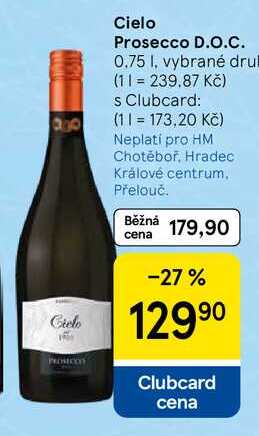 Cielo Prosecco D.O.C., 0.75 I, vybrané druh