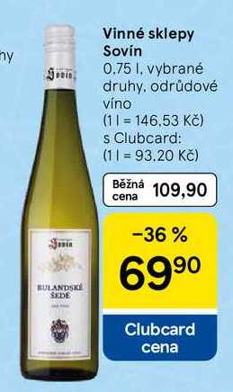 Vinné sklepy Sovín, 0.75 I, vybrané druhy, odrůdové víno  