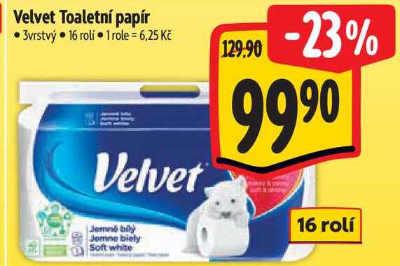 Velvet Toaletní papír, 16 rolí  