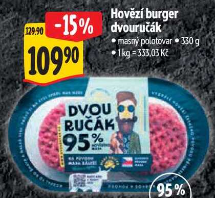 Hovězí burger dvouručák, 330 g