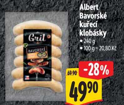 Albert Bavorské kuřecí klobásky, 240 g 
