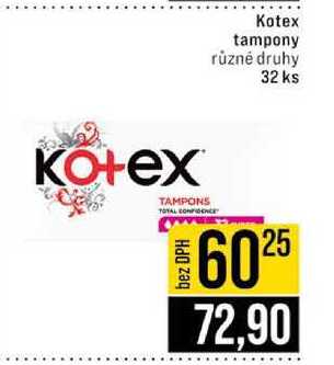 Kotex tampony různé druhy 32 ks 