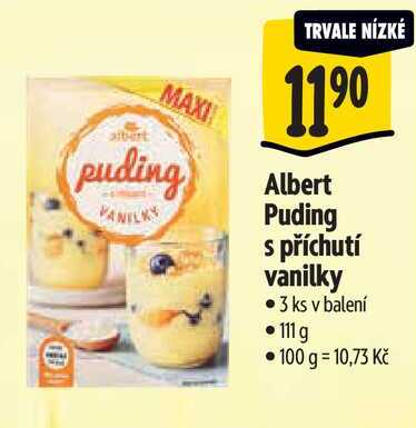 Albert Puding s příchutí vanilky 3 ks, 111 g