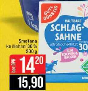 Smetana ke šlehání 30% 200 g  v akci