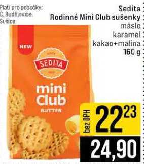 Sedita Rodinné Mini Club sušenky máslo karamel kakao+malina 160 g